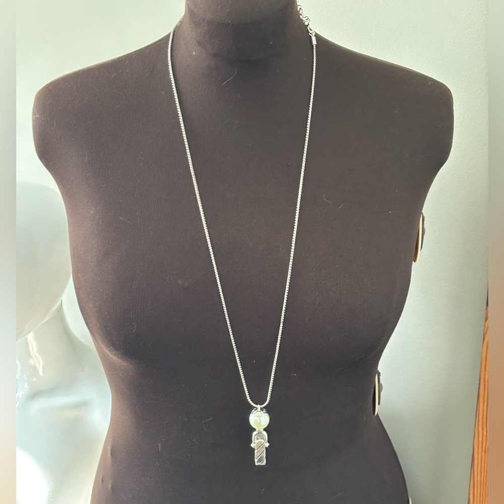 BRIGHTON Lanyard Silver plated with large pearl bead as new condition!